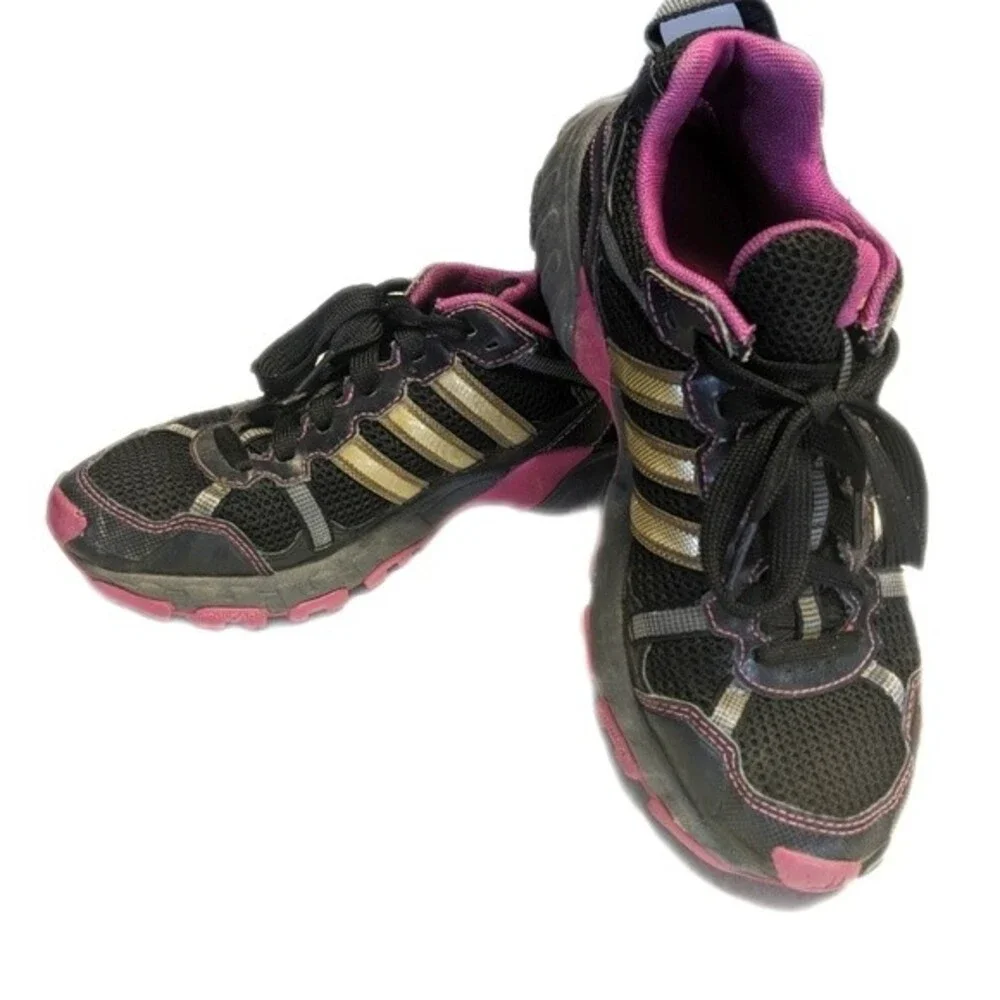 Adidas black/purple/pink athletic hiking shoes - great used condition - 8